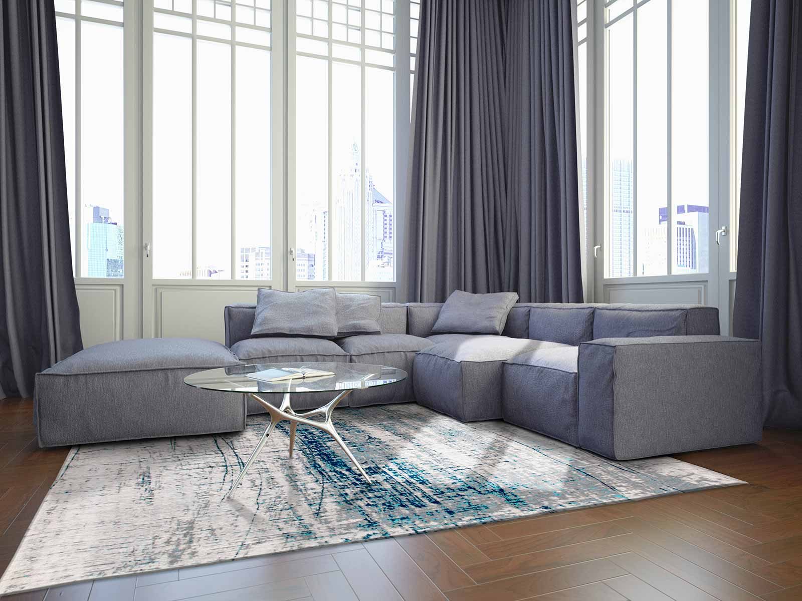 vloerkleed Louis De Poortere LX8421 Mad Men Griff Bronx Azurite interior