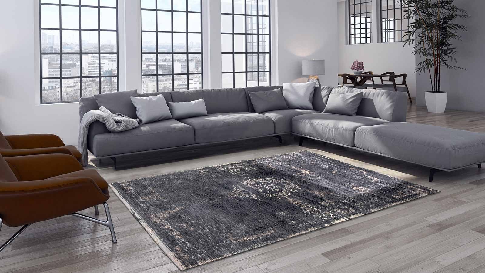 vloerkleed Louis De Poortere LX8263 Fading World Medaillon Mineral Black interior 2