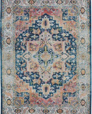 Nourison vloerkleed Ankara Global ANR11 BLUMT BLUE MULTI 5x8 099446498076 flat C