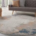Nourison vloerkleed Rustic Textures RUS13 GRYBL GREY BLUE 8XRND 099446836083 interior 1
