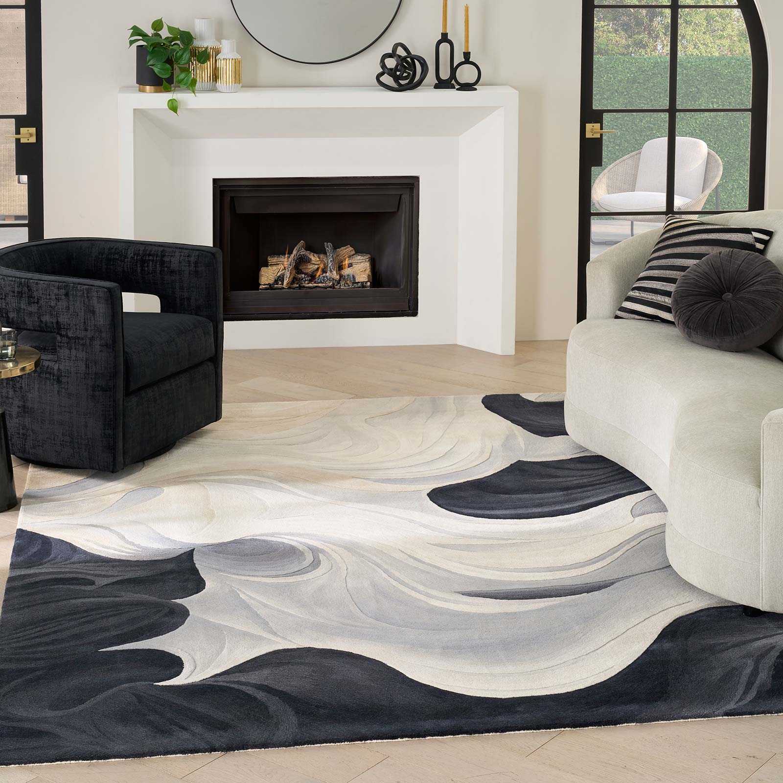 Nourison vloerkleed Prismatic PRISM PRS41 IVBLK IVORY BLACK 8x10 0841491143711 interior 1
