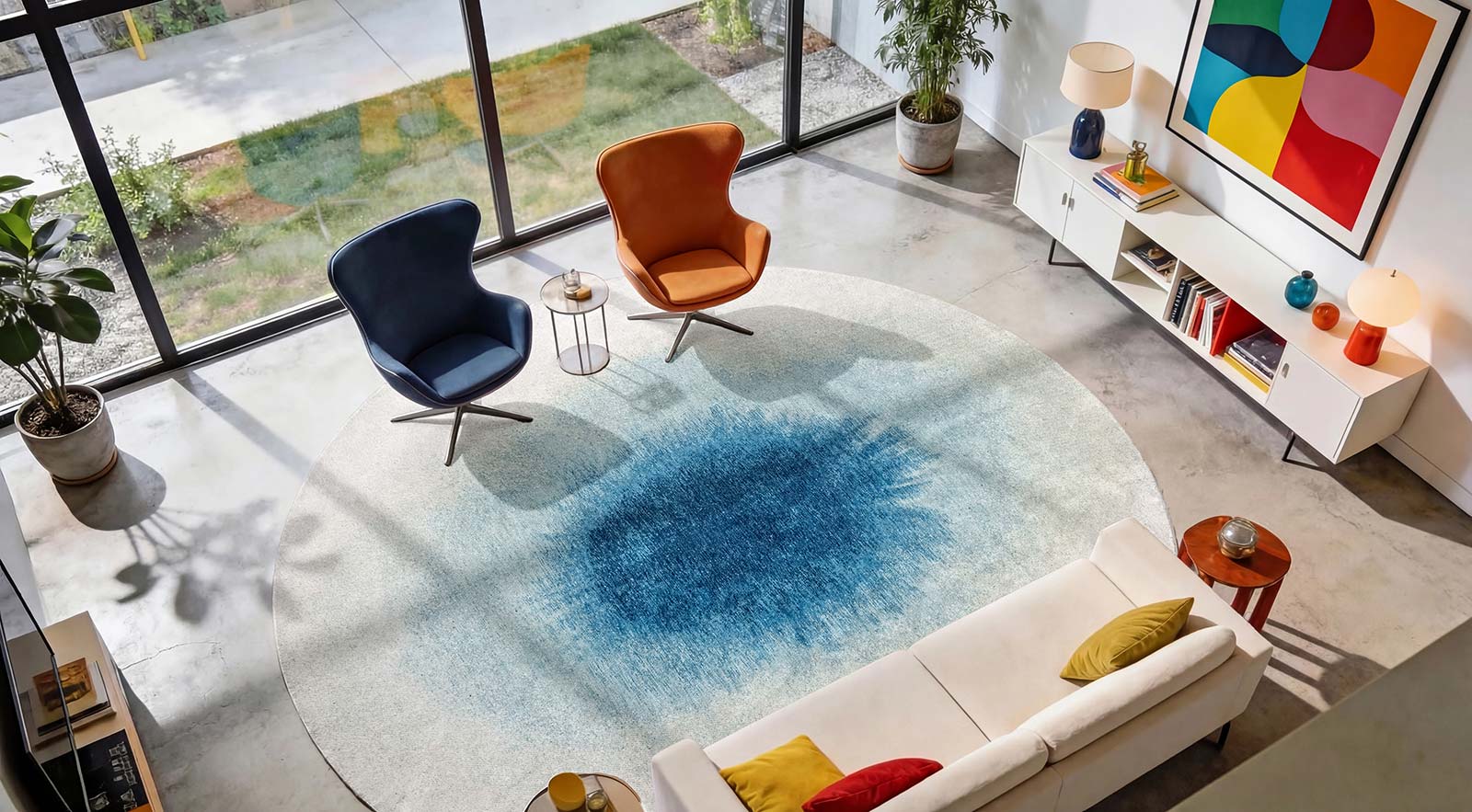 Louis De Poortere vloerkleed Meditation 2102 Drop Dream In Blue interior 2