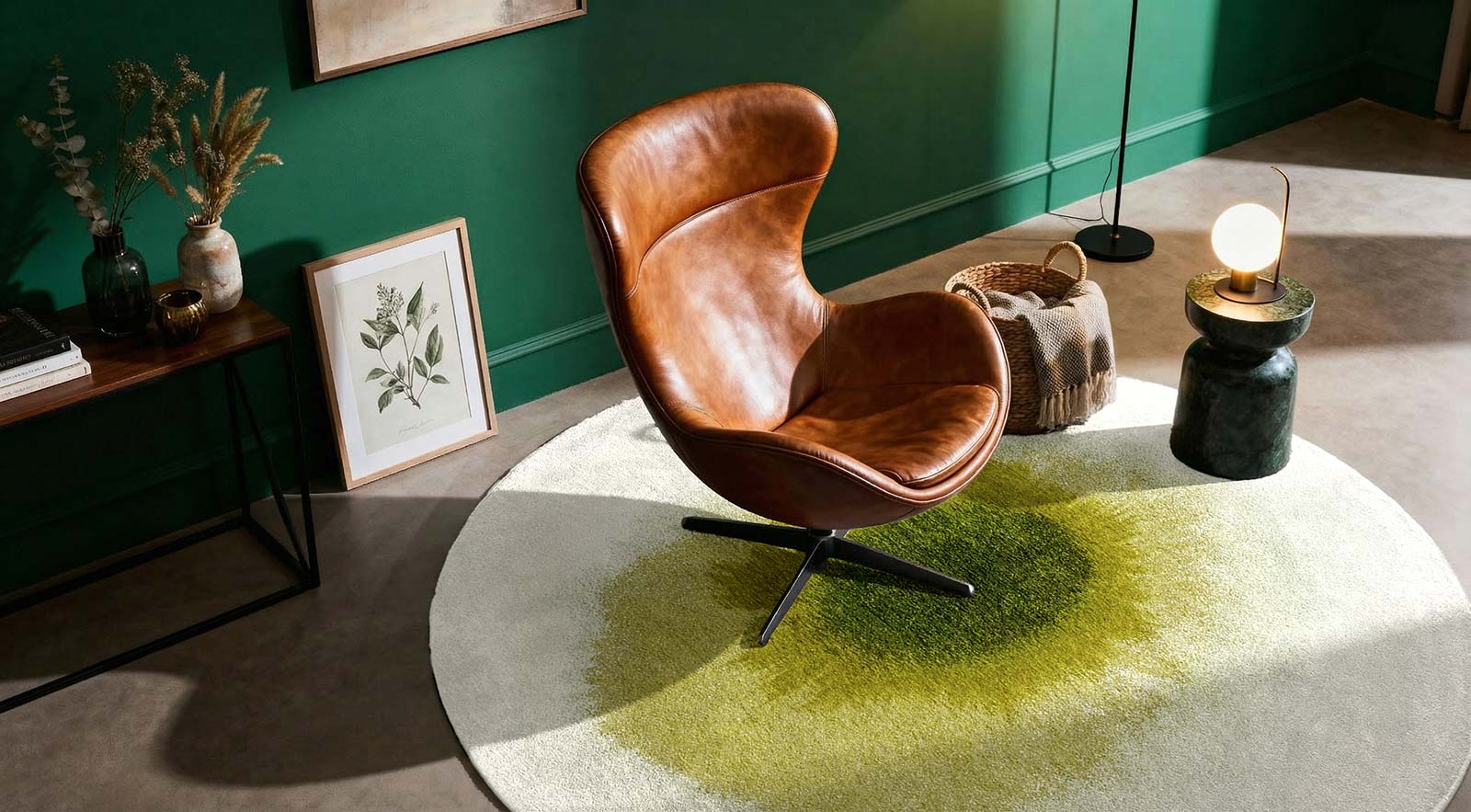Louis De Poortere vloerkleed Meditation 2105 Drop Green Pepper interior 2